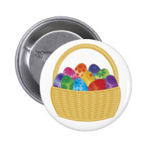 Colorful Easter Eggs in Basket Button