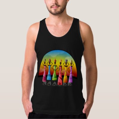Colorful Elegant African Ladies Holding Pots Tank Tops