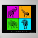 Colorful Elephants Print