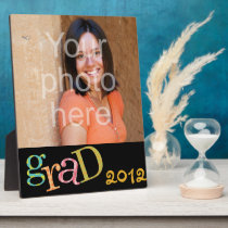 Colorful excitement graduation class year photo plaques