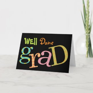 Colorful excitement well done grad congratulation card