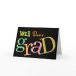 Colorful excitement well done grad congratulation cards