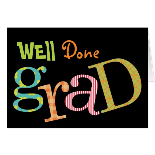 Colorful excitement well done grad congratulation cards