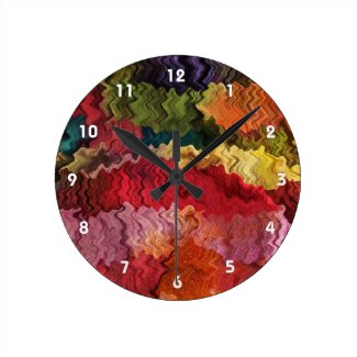 Colorful Fabric Abstract Clock