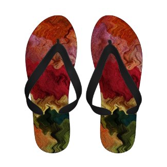 Colorful Fabric Abstract Flip Flops