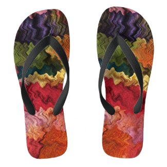 Colorful Fabric Abstract Flip Flops