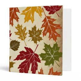 Colorful Fall Autumn Tree Leaves Pattern Vinyl Binders