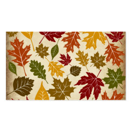 Colorful Fall Autumn Tree Leaves Pattern Business Card Template
