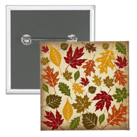 Colorful Fall Autumn Tree Leaves Pattern Pinback Buttons
