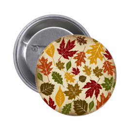 Colorful Fall Autumn Tree Leaves Pattern Pinback Buttons