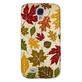 Colorful Fall Autumn Tree Leaves Pattern Galaxy S4 Cases