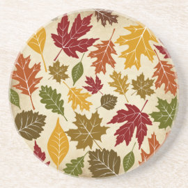 Colorful Fall Autumn Tree Leaves Pattern Coaster