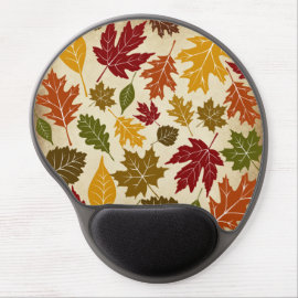 Colorful Fall Autumn Tree Leaves Pattern Gel Mouse Mats