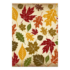 Colorful Fall Autumn Tree Leaves Pattern Personalized Invitation