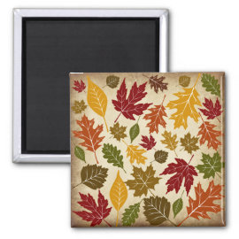 Colorful Fall Autumn Tree Leaves Pattern Refrigerator Magnet