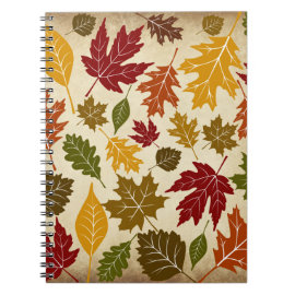 Colorful Fall Autumn Tree Leaves Pattern Spiral Notebook