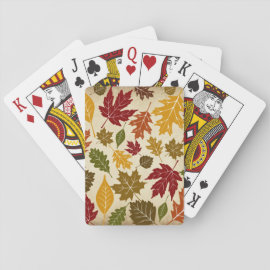 Colorful Fall Autumn Tree Leaves Pattern Poker Cards