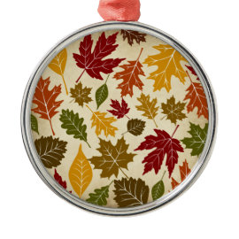 Colorful Fall Autumn Tree Leaves Pattern Christmas Tree Ornaments