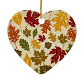 Colorful Fall Autumn Tree Leaves Pattern Christmas Ornaments