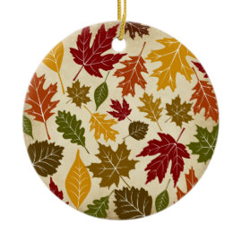 Colorful Fall Autumn Tree Leaves Pattern Ornaments