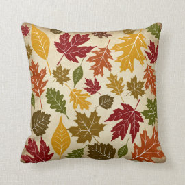 Colorful Fall Autumn Tree Leaves Pattern Throw Pillows
