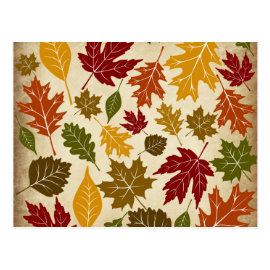 Colorful Fall Autumn Tree Leaves Pattern Post Cards