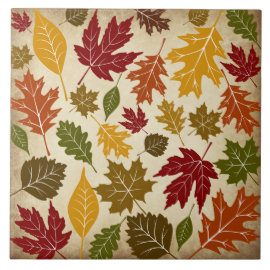 Colorful Fall Autumn Tree Leaves Pattern Tile