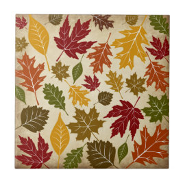 Colorful Fall Autumn Tree Leaves Pattern Ceramic Tiles