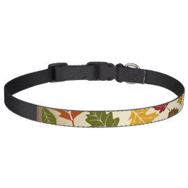 Colorful Fall Autumn Tree Leaves Pattern Dog Collars
