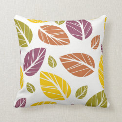 Colorful Fall Leaves Purple Maroon Yellow Green Pillow