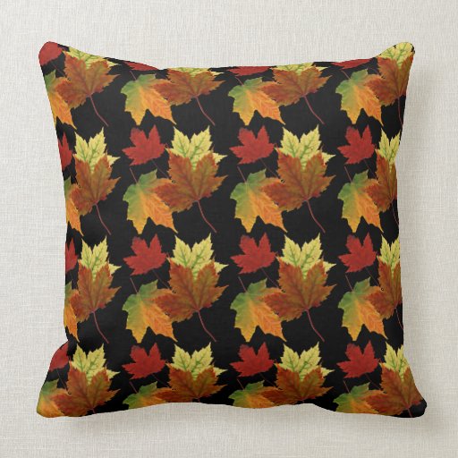 Colorful Fall Leaves Throw Pillow