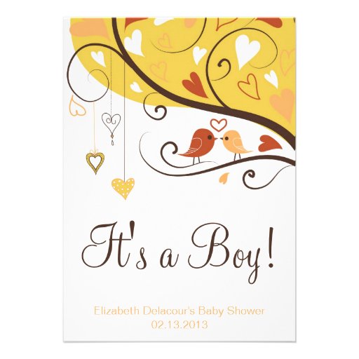 Colorful Fall Lovebirds Baby Shower Invitation