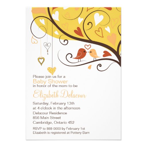 Colorful Fall Lovebirds Baby Shower Invitation