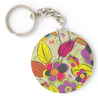Colorful Fashion Floral Design keychain