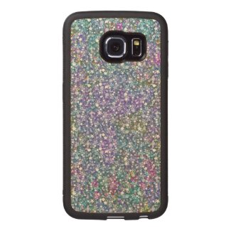 Colorful Faux Glitter Print Wood Phone Case