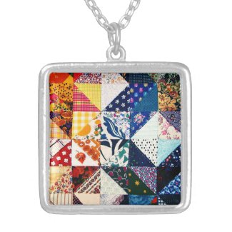 Colorful Faux Patchwork Quilt Pattern Necklace