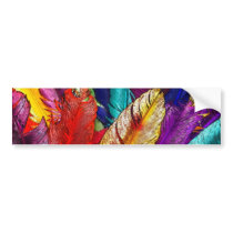 COLORFUL FEATHERS BUMPER STICKER