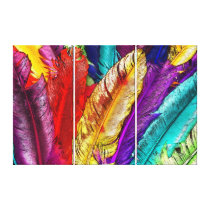 COLORFUL FEATHERS Wrapped Canvas Print
