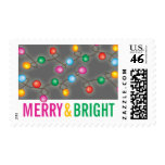 Colorful Festive Lights Glow Holiday Stamps