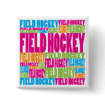 Colorful Field Hockey buttons