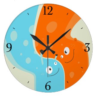 Colorful Fire and Water Creatures Children&#39;s Clock