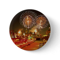 Colorful fireworks on New Year's Eve Pinback Button