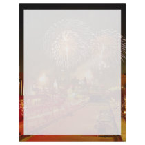 Colorful fireworks on New Year's Eve Letterhead
