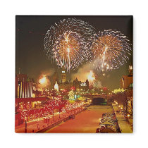 Colorful fireworks on New Year's Eve Refrigerator Magnet