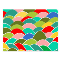 Colorful Fish Scale Pattern Postcards