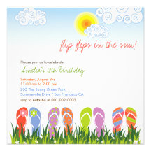 Colorful Flip Flops Fun In The Sun Birthday Party Custom Invite