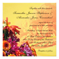Colorful Floral Bouquet Orange/Yellow Design Personalized Invitation