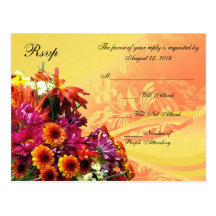 Colorful Floral Bouquet Orange/Yellow Design Post Cards