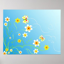Colorful floral butterflies posters