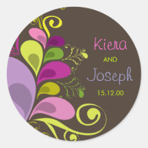 Colorful Floral Deco Leaves Gift Label Sticker